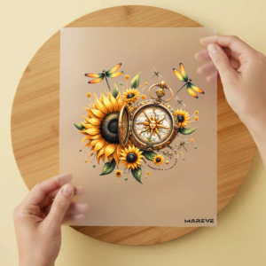 Bügelbild/Sticker Sonnenblume Kompass