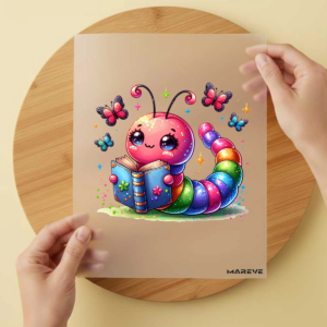 Bügelbild/Sticker Bücherwurm Bunt