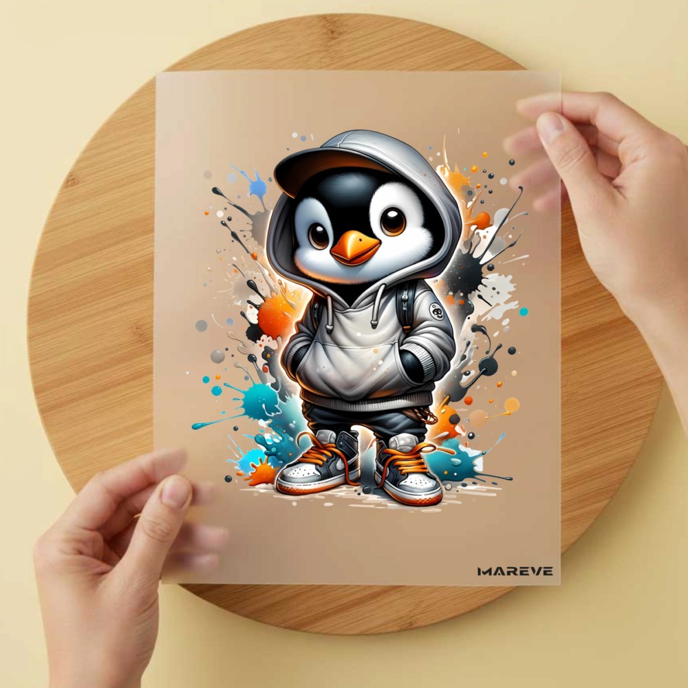 Bügelbild/Sticker Cooler Pinguin