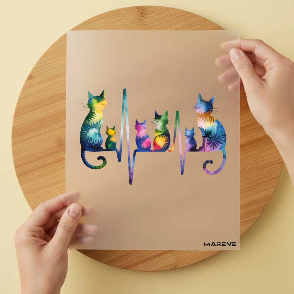 Bügelbild/Sticker Katzenherzschlag