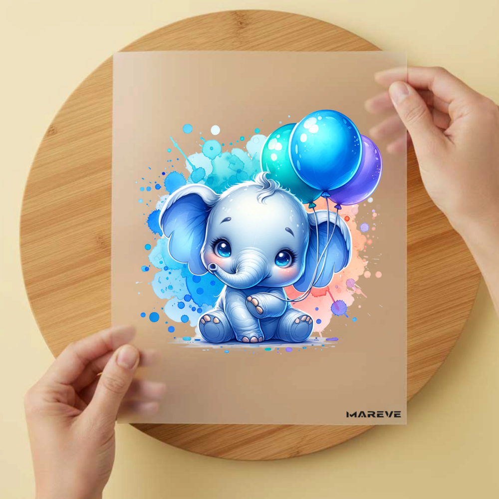 Bügelbild/Sticker Elefant Blaue Ballons