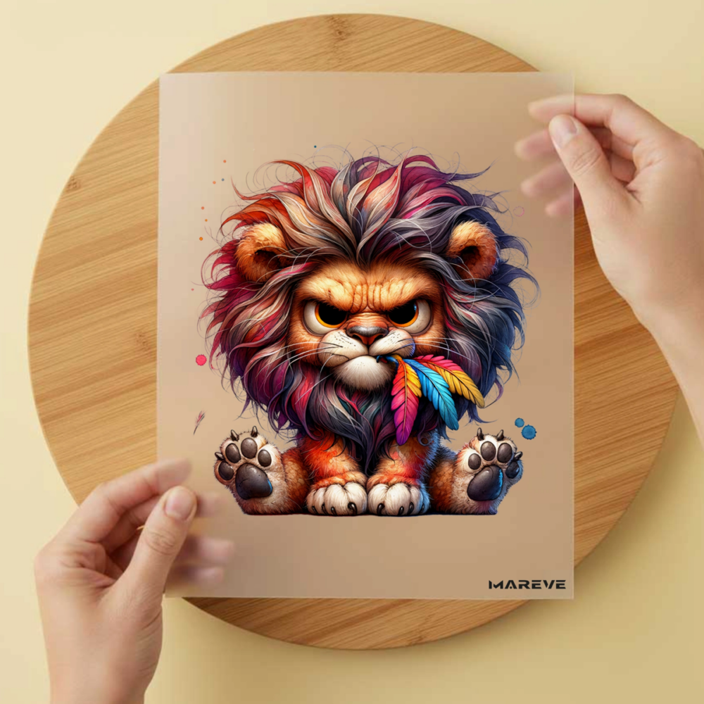 Bügelbild/Sticker Löwe - Feder im Maul