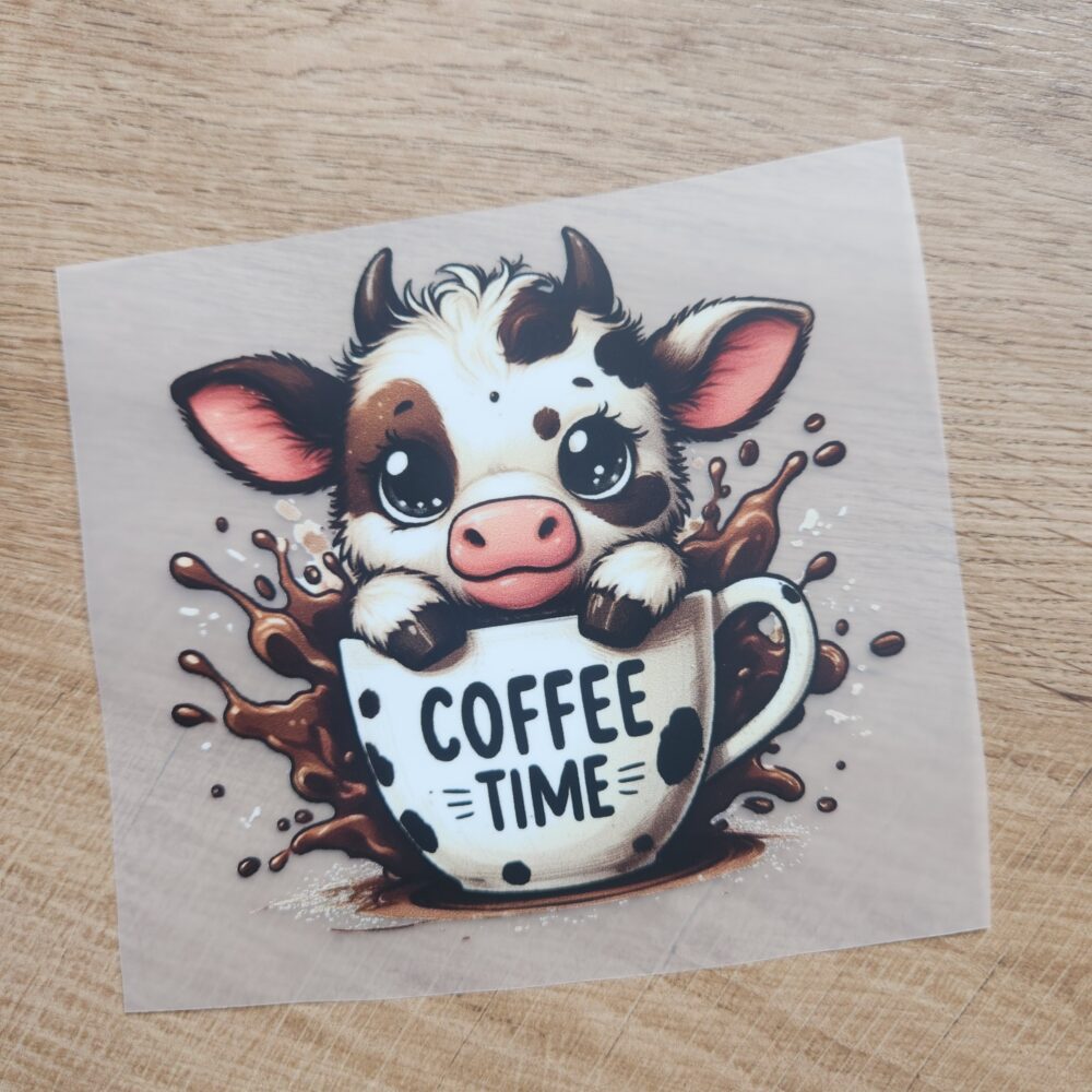 Bügelbild - Kuh Kaffee - 10cm