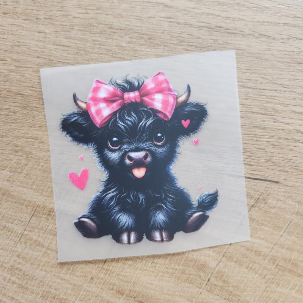 Bügelbild - Kuh Schwarz/Pink - 7cm