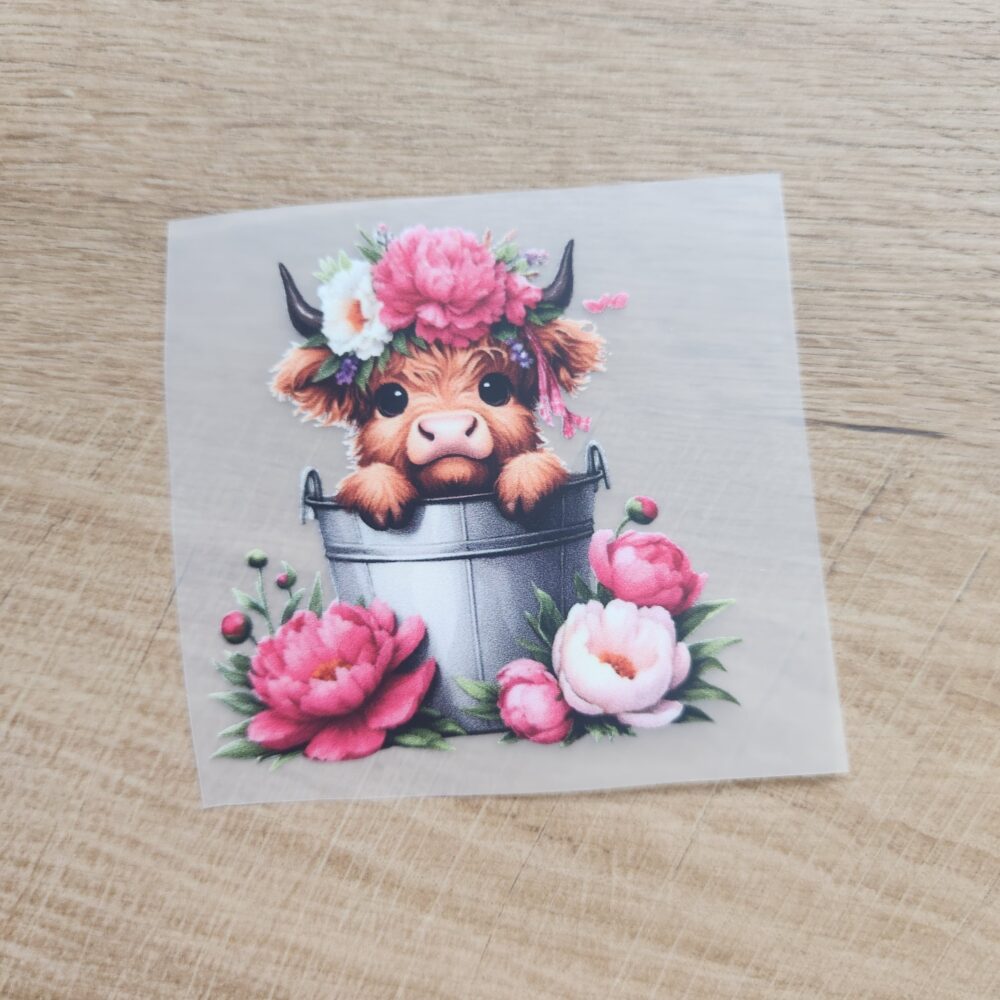 Bügelbild - Kuh Topf Pink - 7cm