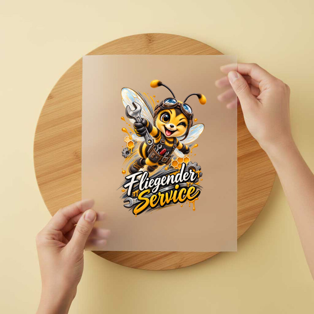 Bügelbild/Sticker Kopfkino - Biene - Maulschlüssel – DTF Bügelbild und UV DTF Sticker