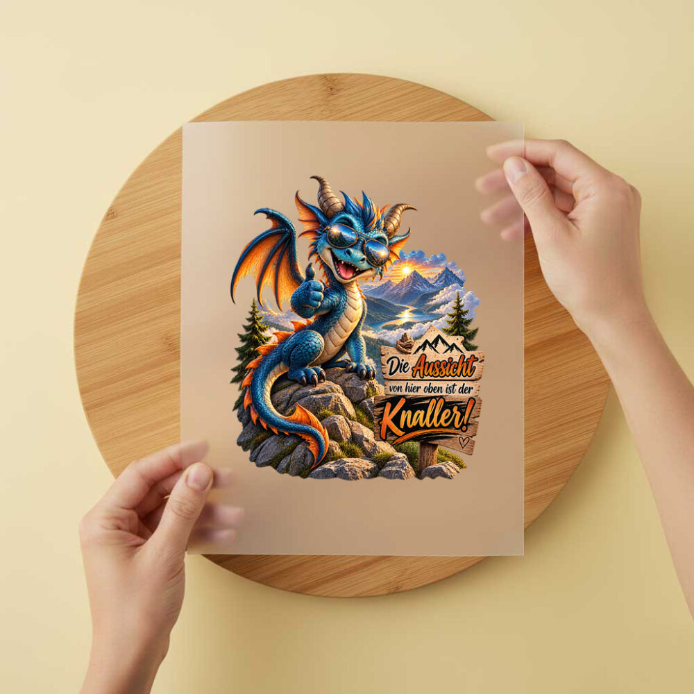 Bügelbild/Sticker Kopfkino - Drache - Berg – DTF Bügelbild und UV DTF Sticker