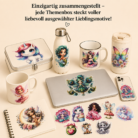 Mädchenzauber Themenbox – 15 UV DTF Sticker | Einhorn, Meerjungfrau, Fee & Fantasy-Motive – DTF Bügelbild und UV DTF Sticker