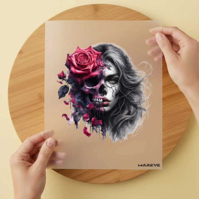 Bügelbild/Sticker Frau - Dark - Rose – DTF Bügelbild und UV DTF Sticker