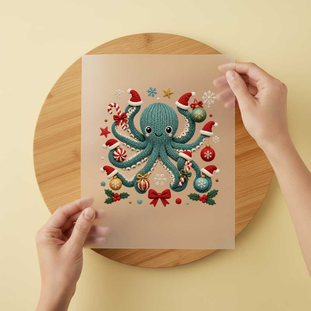 Bügelbild/Sticker Christmas Tintenfisch Gestrickt