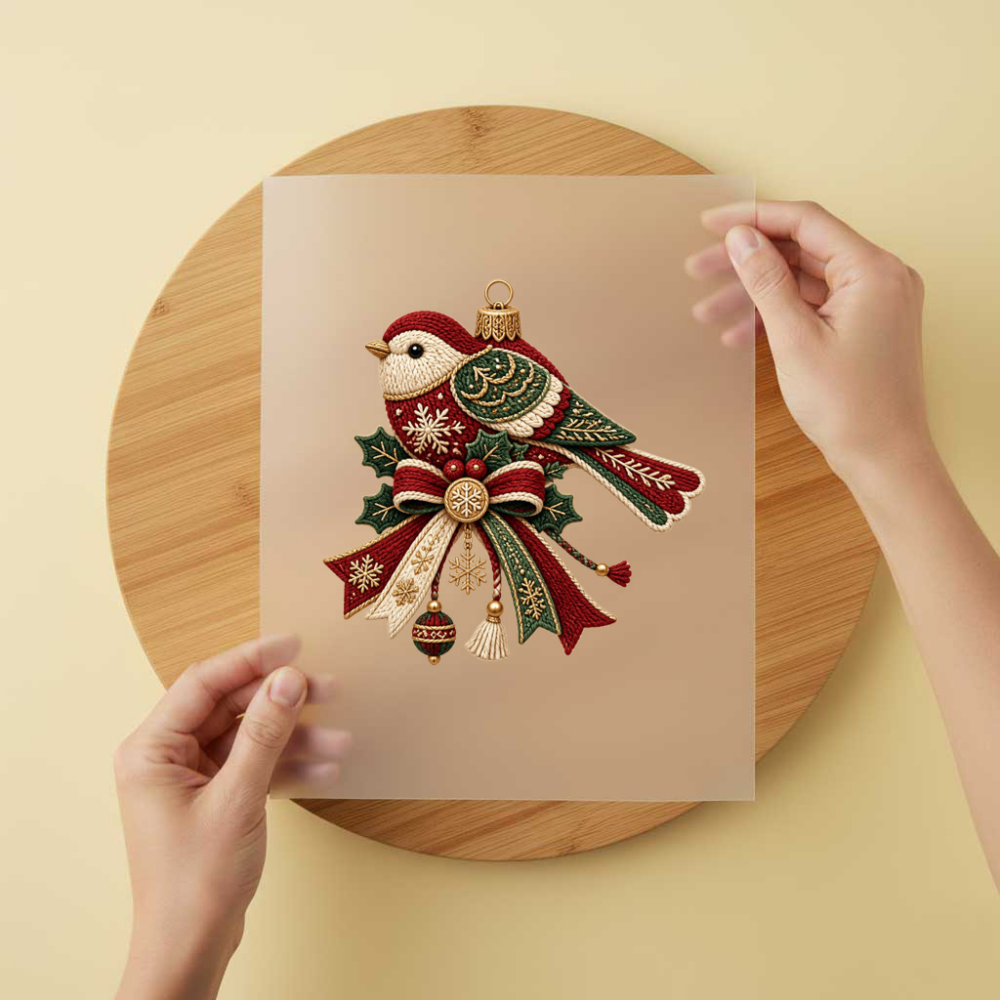 Bügelbild/Sticker Christmas Vogel Anhänger Gestrickt