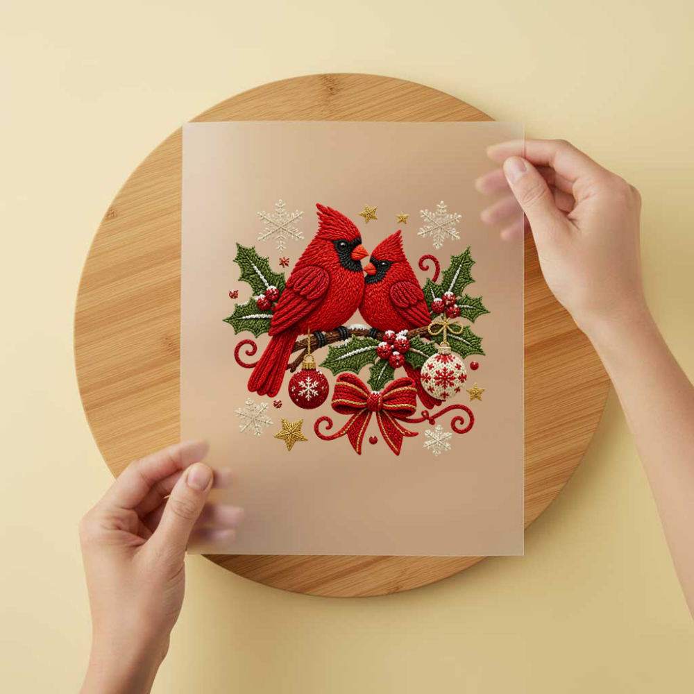 Bügelbild/Sticker Christmas Vögel Gestrickt
