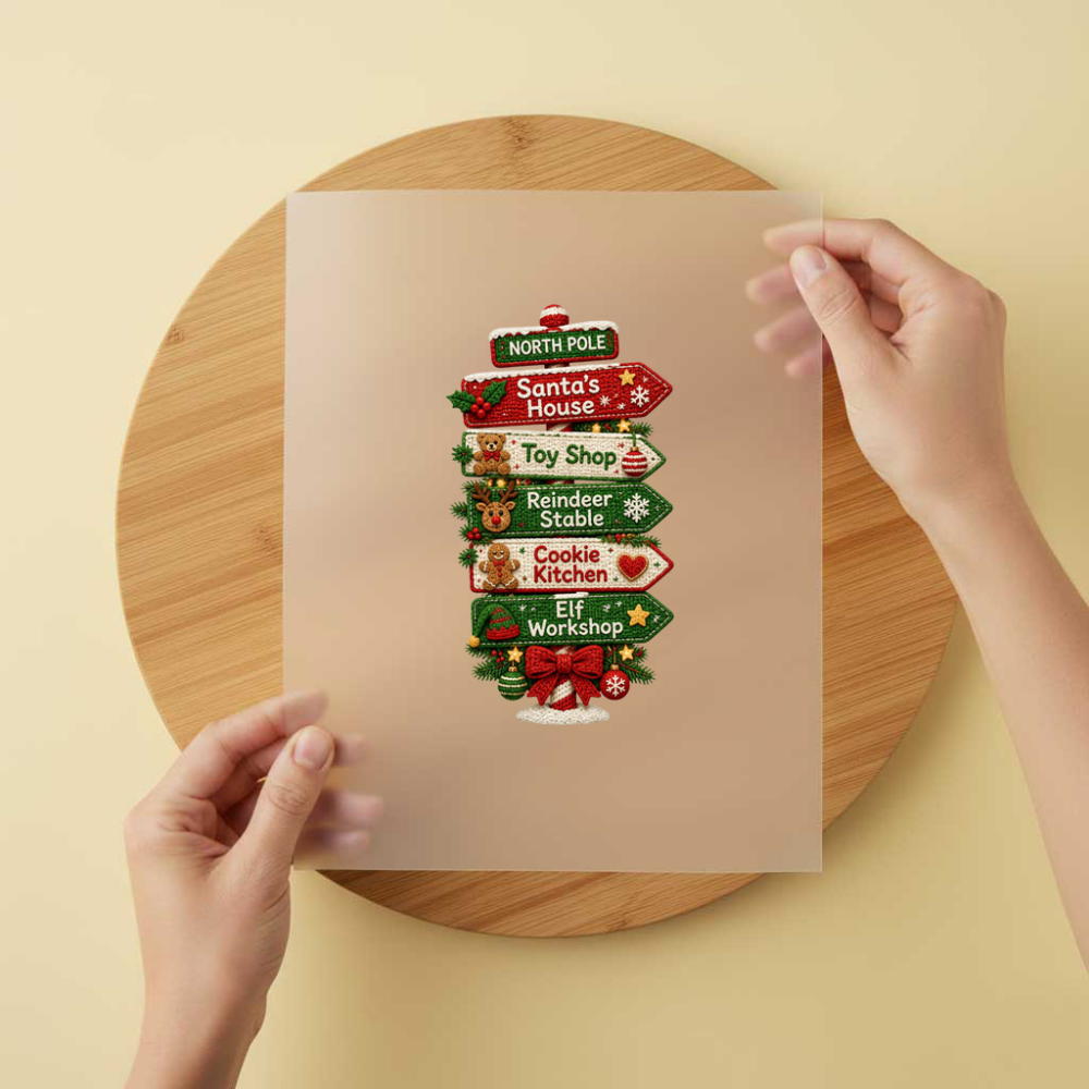 Bügelbild/Sticker Christmas Wegweiser Gestrickt
