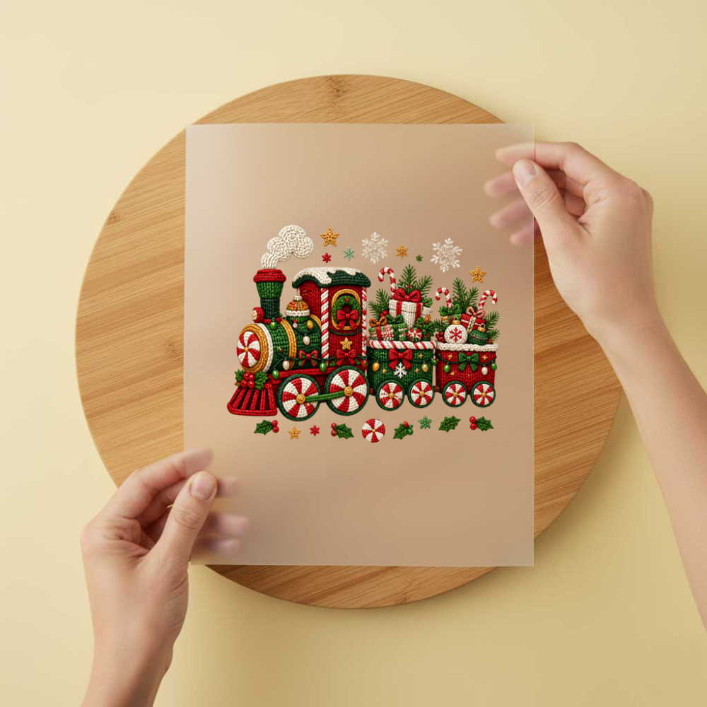 Bügelbild/Sticker Christmas Zug Gestrickt