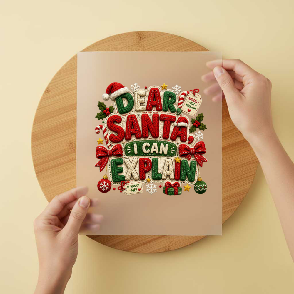 Bügelbild/Sticker DearSanta Gestrickt