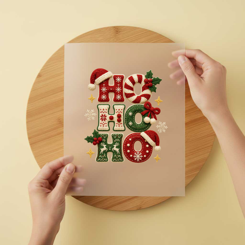 Bügelbild/Sticker Hohoho Gestrickt