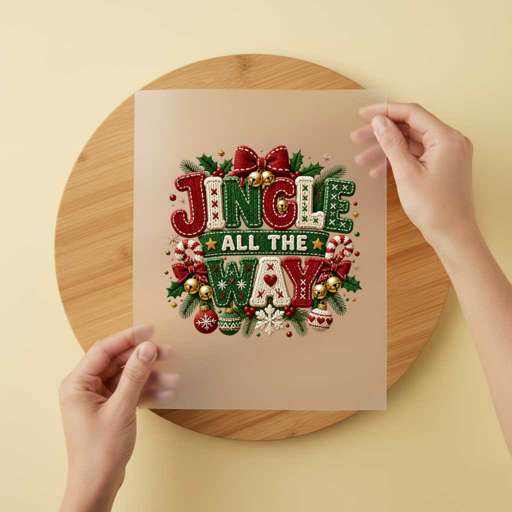 Bügelbild/Sticker Jingle All The Way Gestrickt