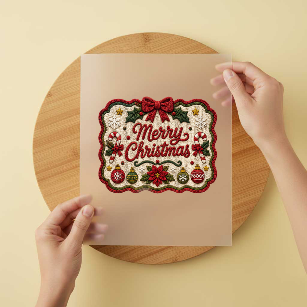 Bügelbild/Sticker Merry Christmas Gestrickt