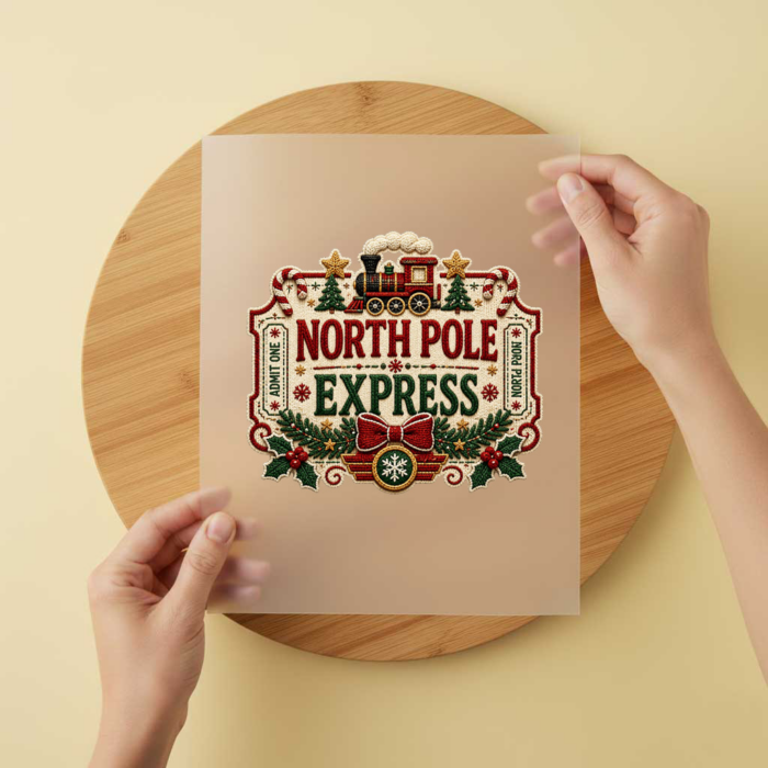 Bügelbild/Sticker North Pole Express Gestrickt – DTF Bügelbild und UV DTF Sticker
