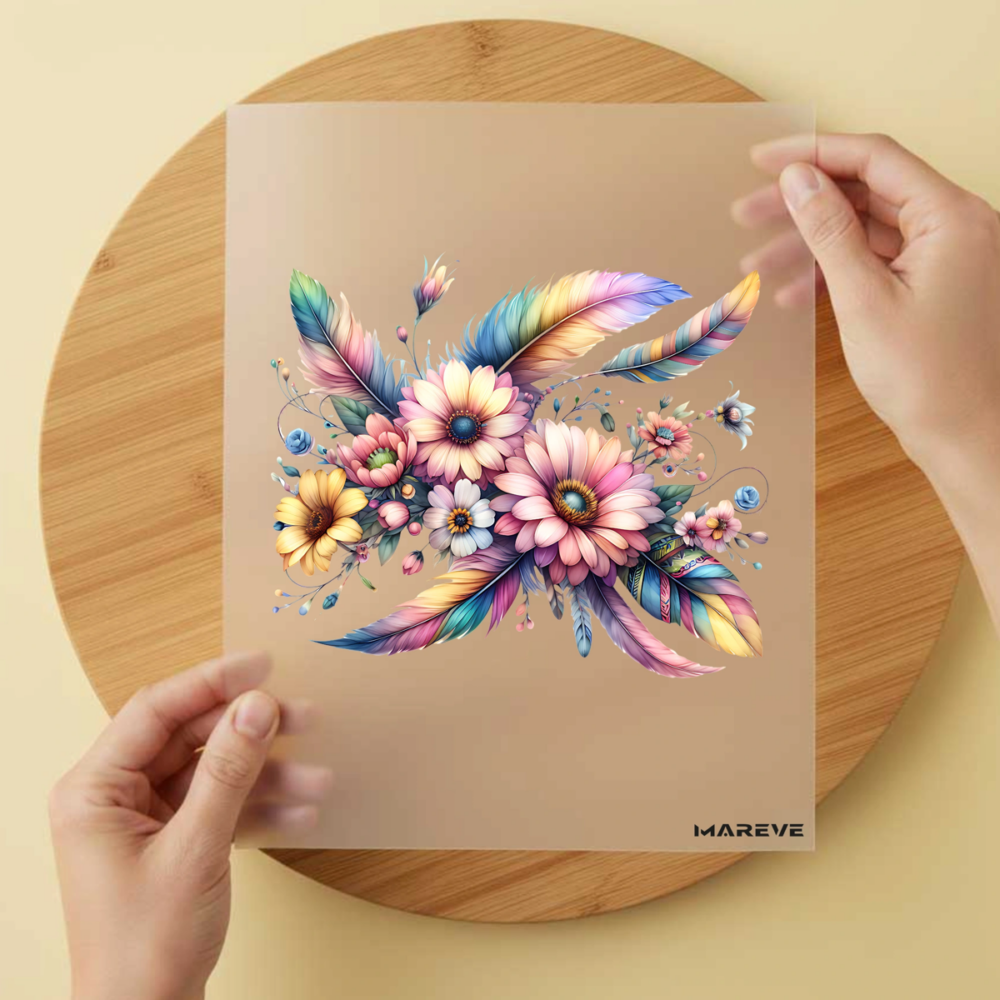 Bügelbild/Sticker Feder - Flowertime
