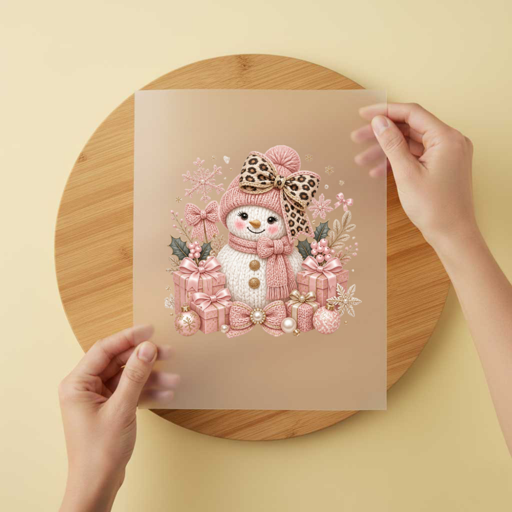 Bügelbild/Sticker Schneemann Mädchen Gestrickt