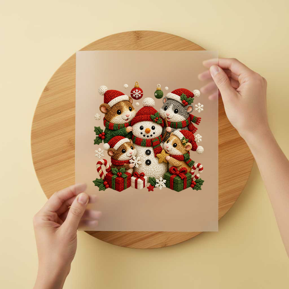 Bügelbild/Sticker Snowman Friends Gestrickt