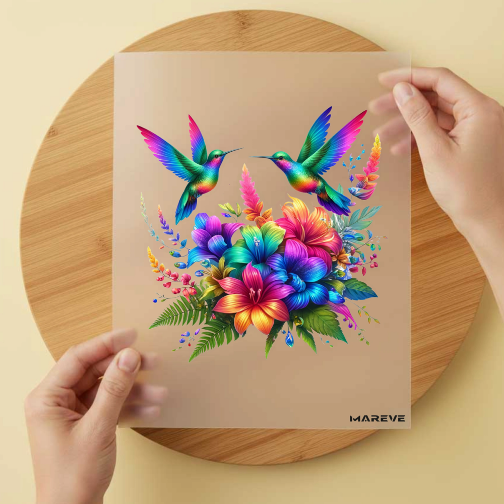 Bügelbild/Sticker Flower - Kolibri