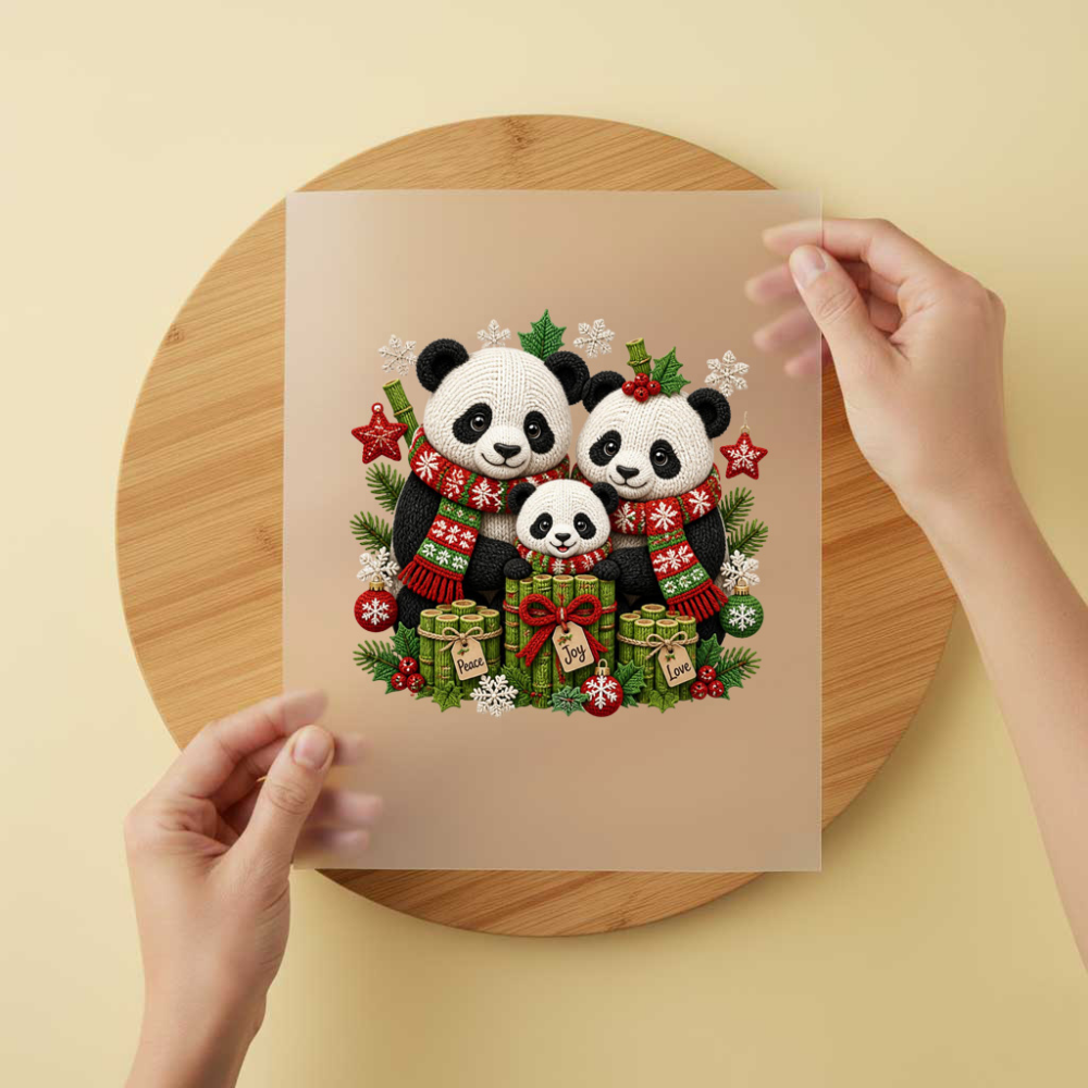 Bügelbild/Sticker Waschbärfamilie Gestrickt