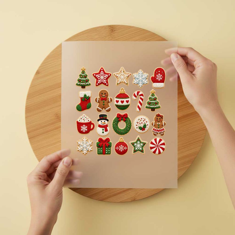 Bügelbild/Sticker Weihnachtselemente Gestrickt