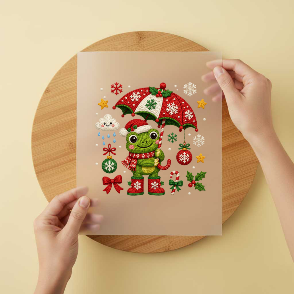 Bügelbild/Sticker Weihnachtsfrosch Gestrickt