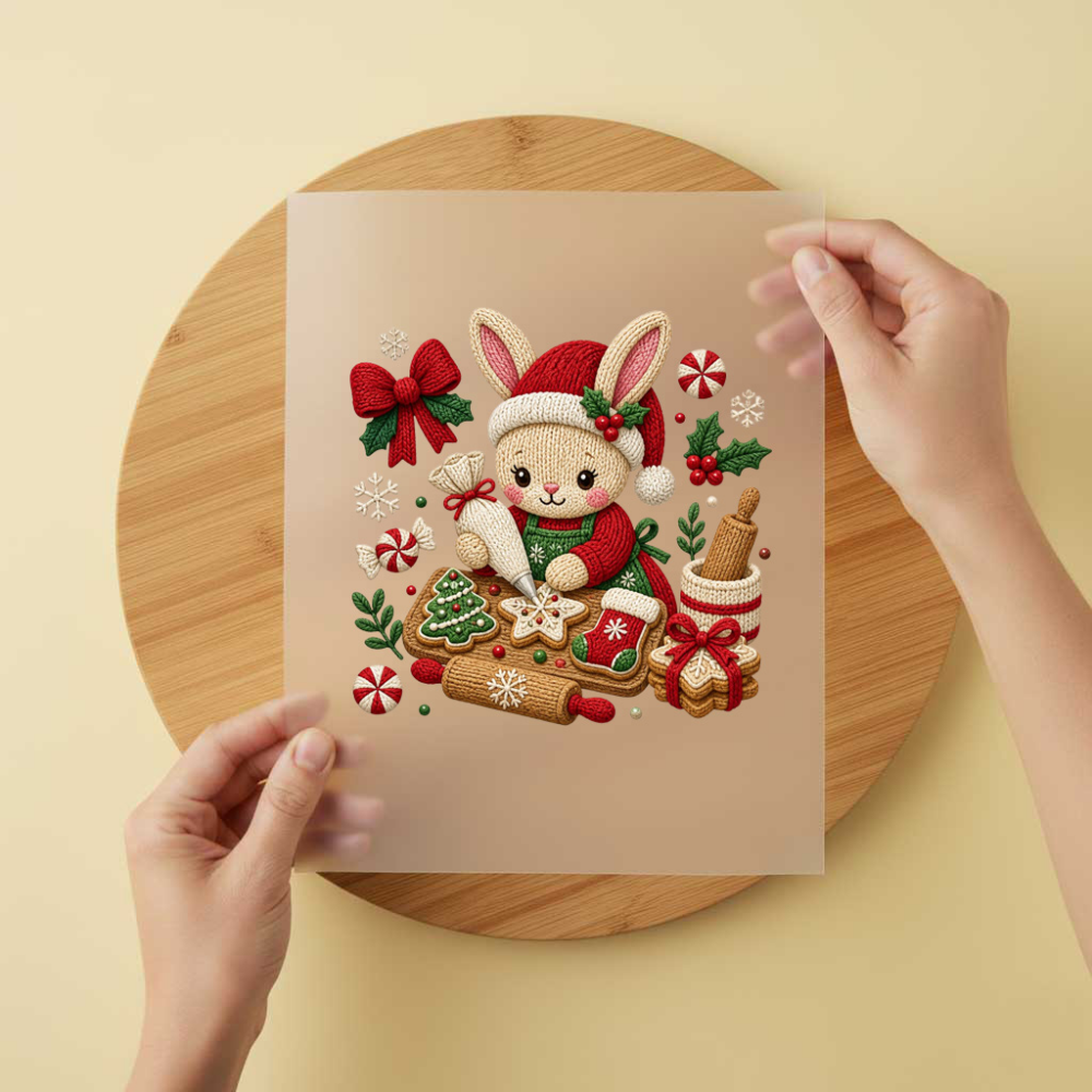 Bügelbild/Sticker Weihnachtshase Gestrickt