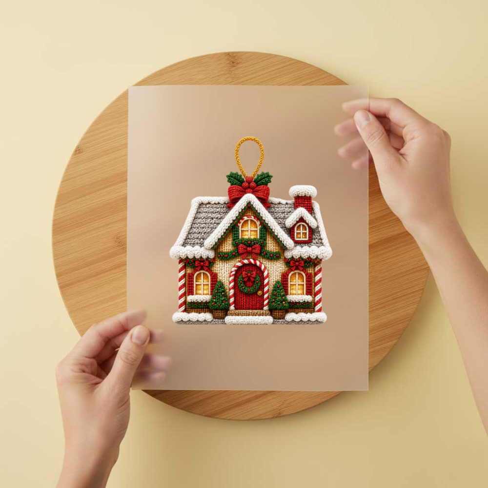 Bügelbild/Sticker Weihnachtshaus Gestrickt