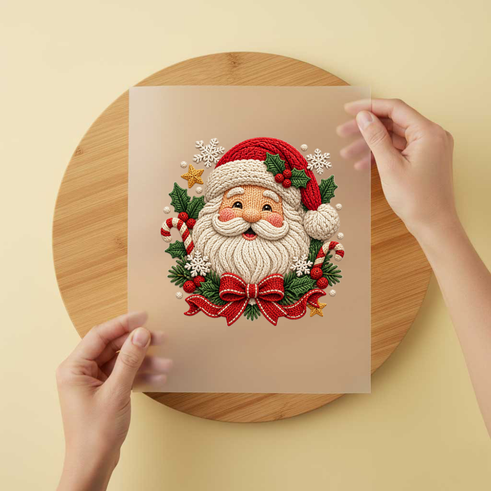 Bügelbild/Sticker Weihnachtsmann Kopf Gestrickt