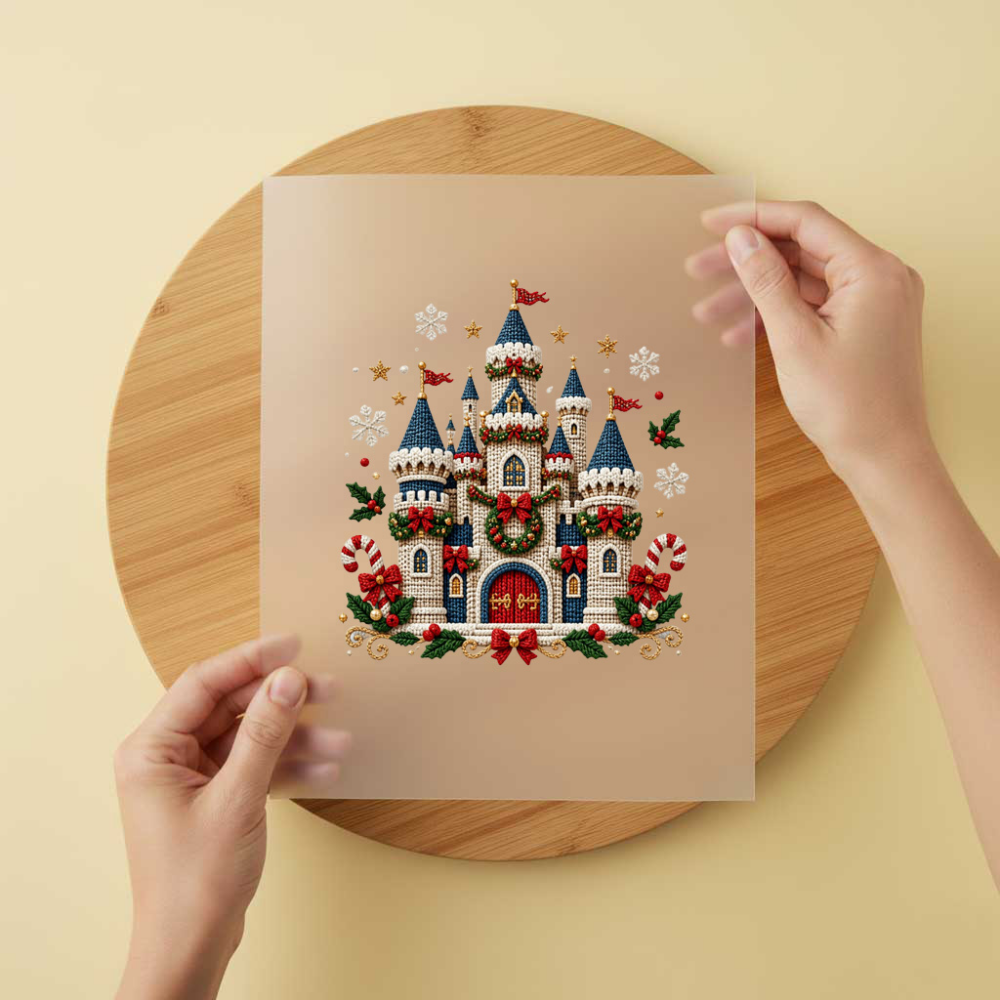 Bügelbild/Sticker Weihnachtsschloss Gestrickt