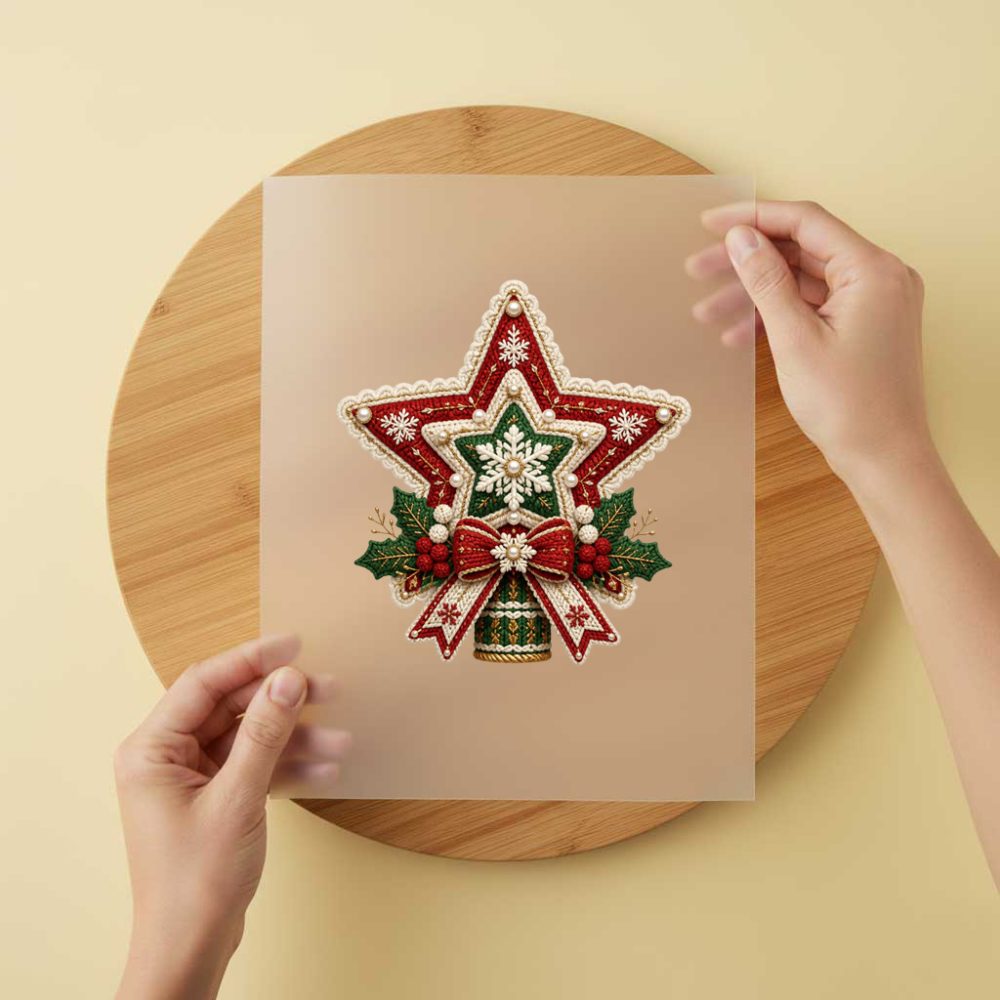 Bügelbild/Sticker Weihnachtsstern Baum Gestrickt