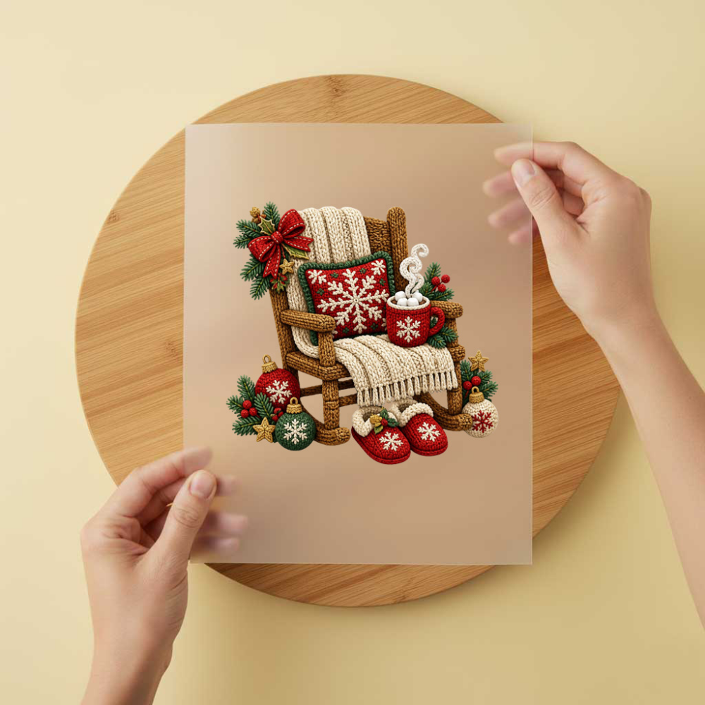 Bügelbild/Sticker Weihnachtsstuhl Gestrickt