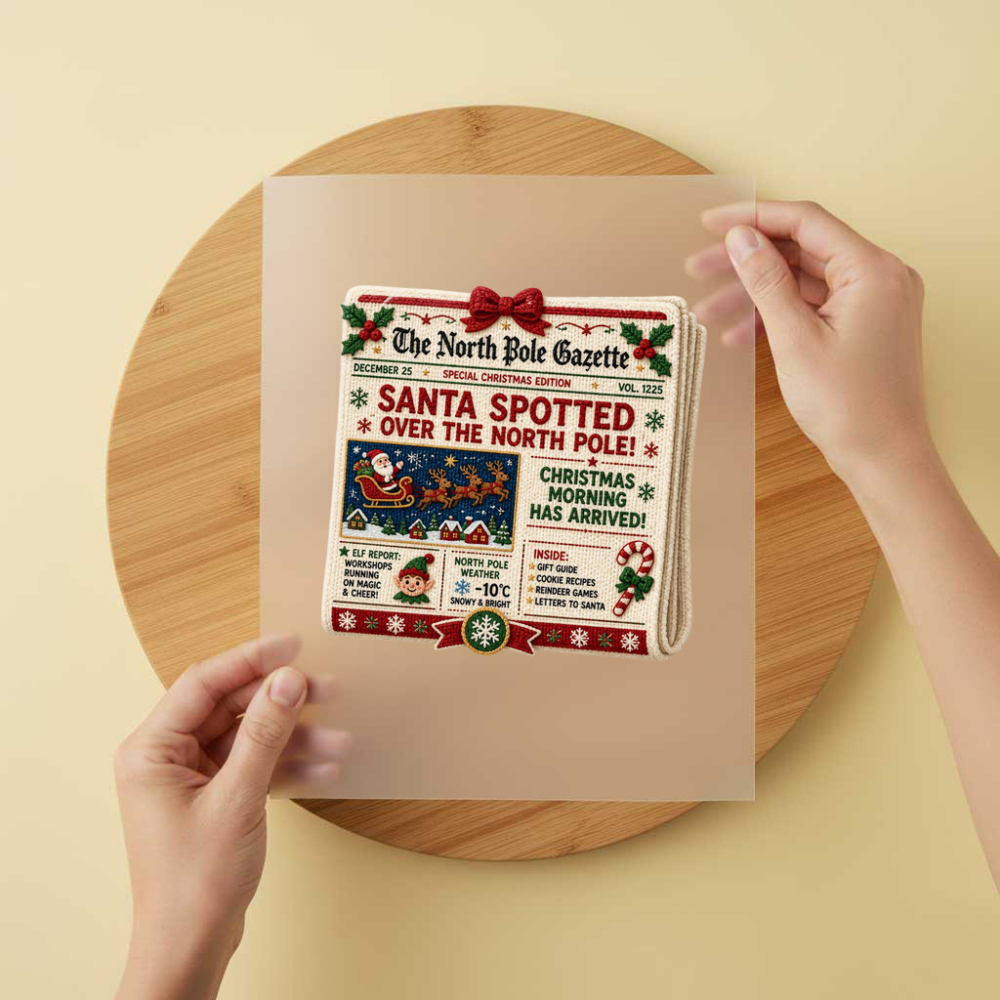 Bügelbild/Sticker Weihnachtszeitung Gestrickt