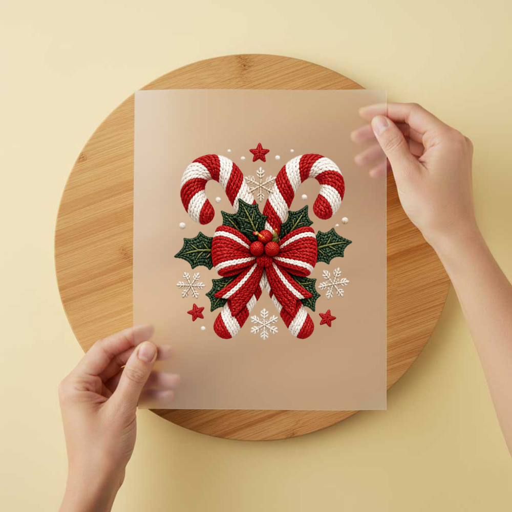 Bügelbild/Sticker Zuckerstangen Gestrickt