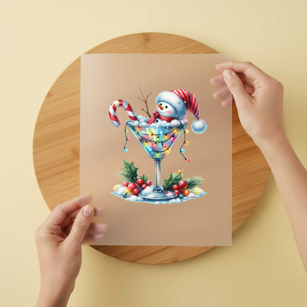 Bügelbild/Sticker Schneemann Glas