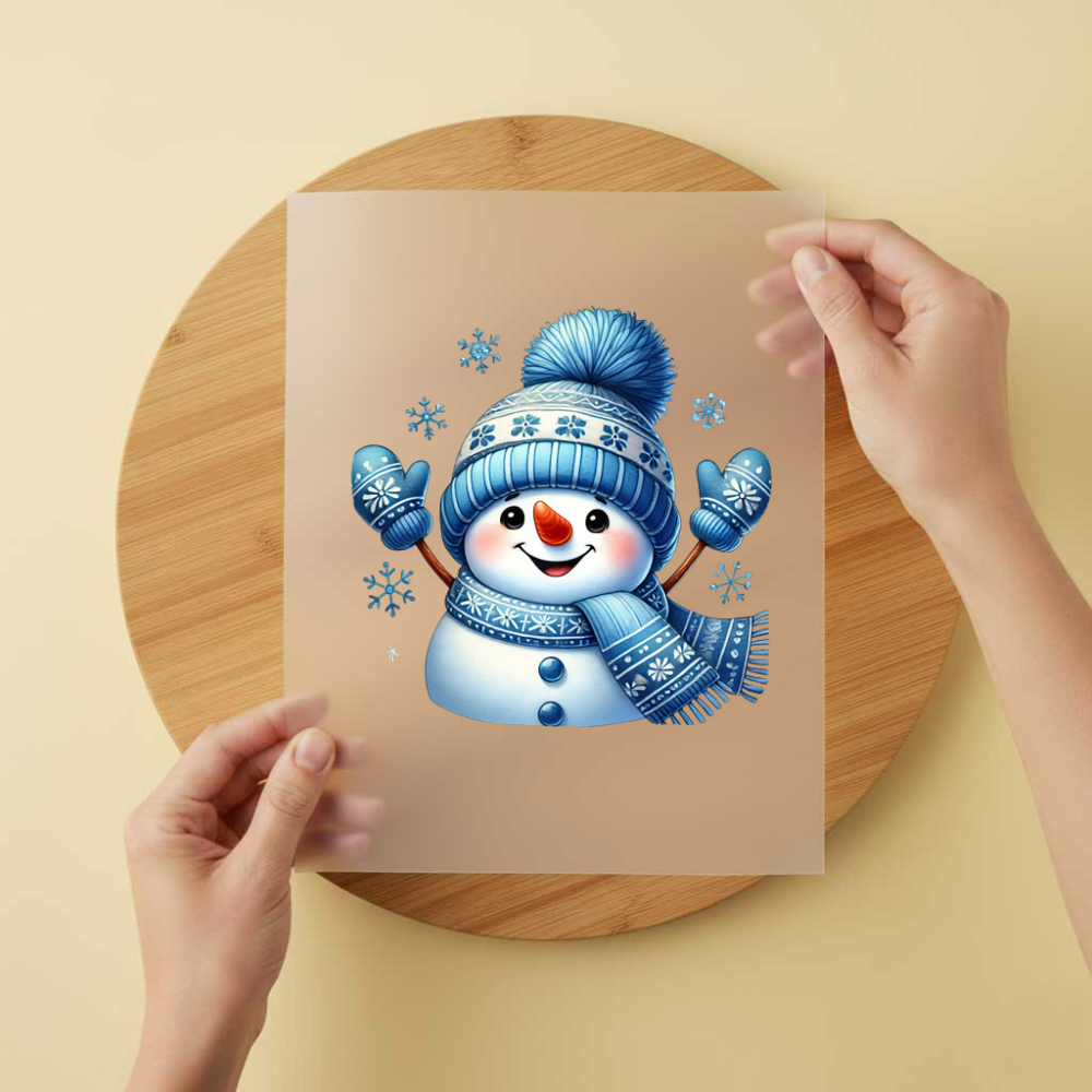 Bügelbild/Sticker Schneemann Hellblau