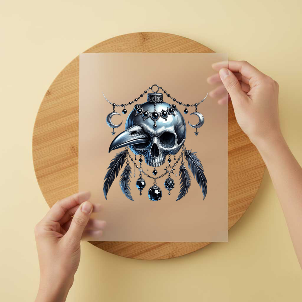 Bügelbild/Sticker Skull Rabe Kugel