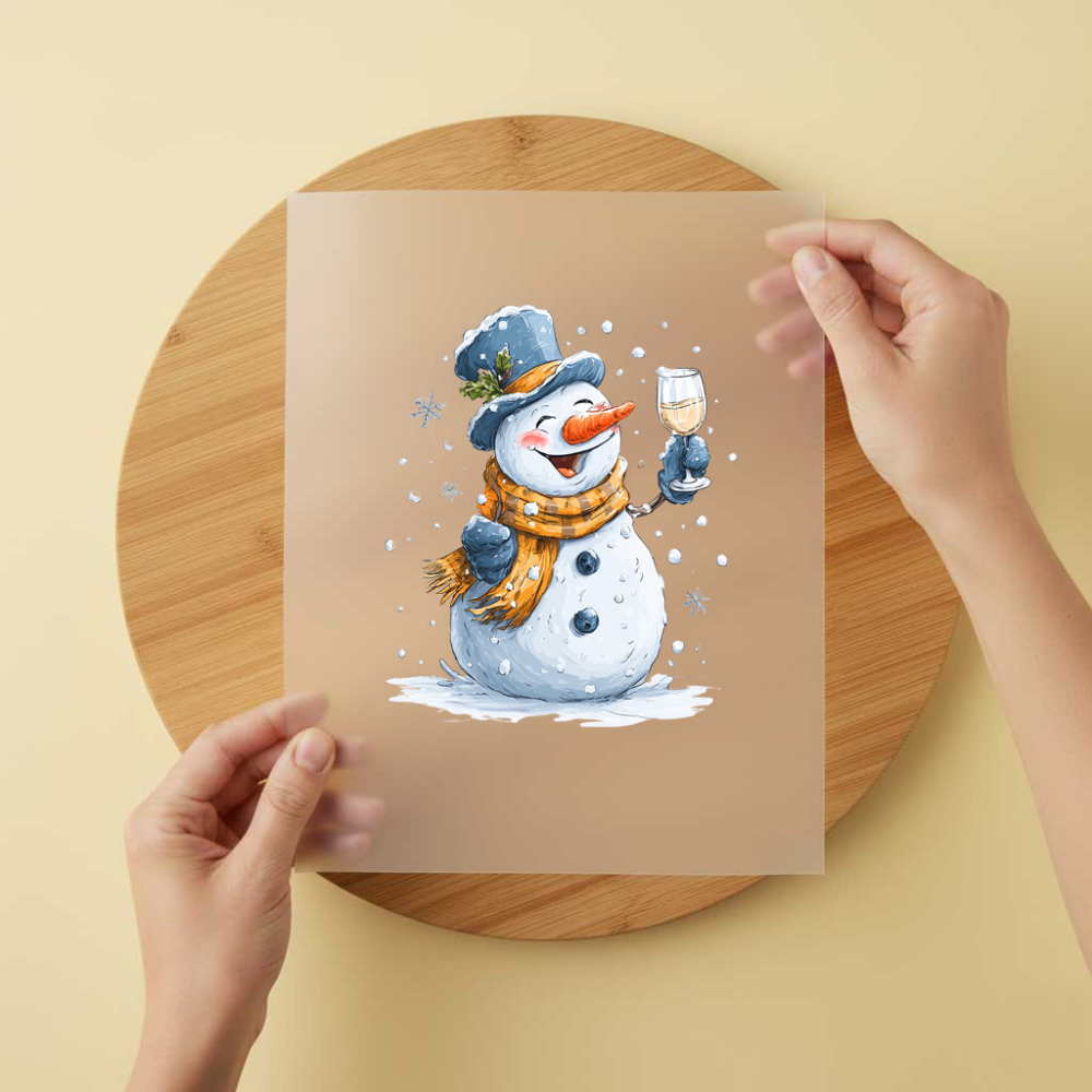 Bügelbild/Sticker Schneemann Wein