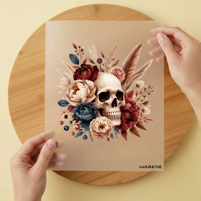 Bügelbild/Sticker Skull - Flower - Herbstlich – DTF Bügelbild und UV DTF Sticker