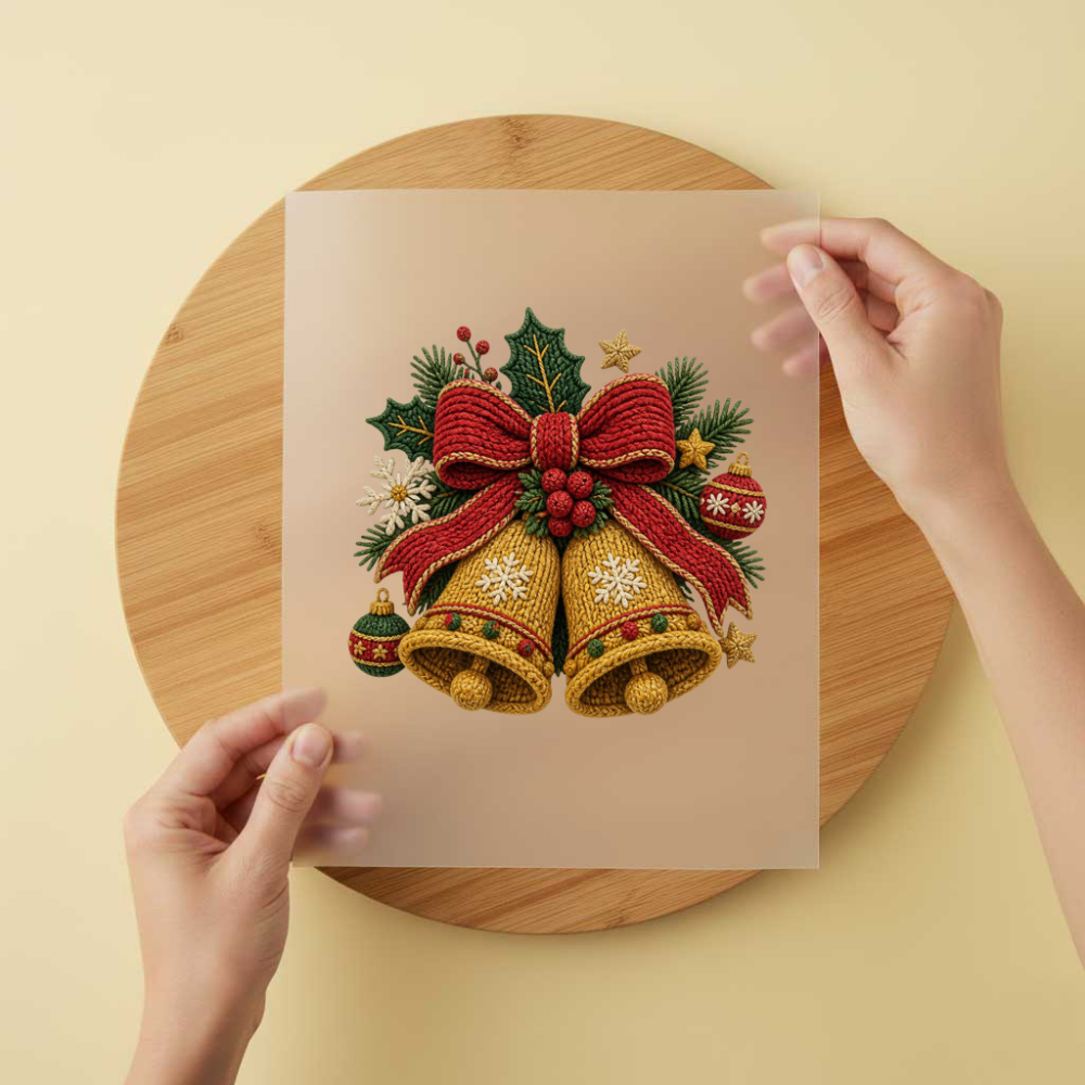 Bügelbild/Sticker Christmas 2er Glocken Gestrickt