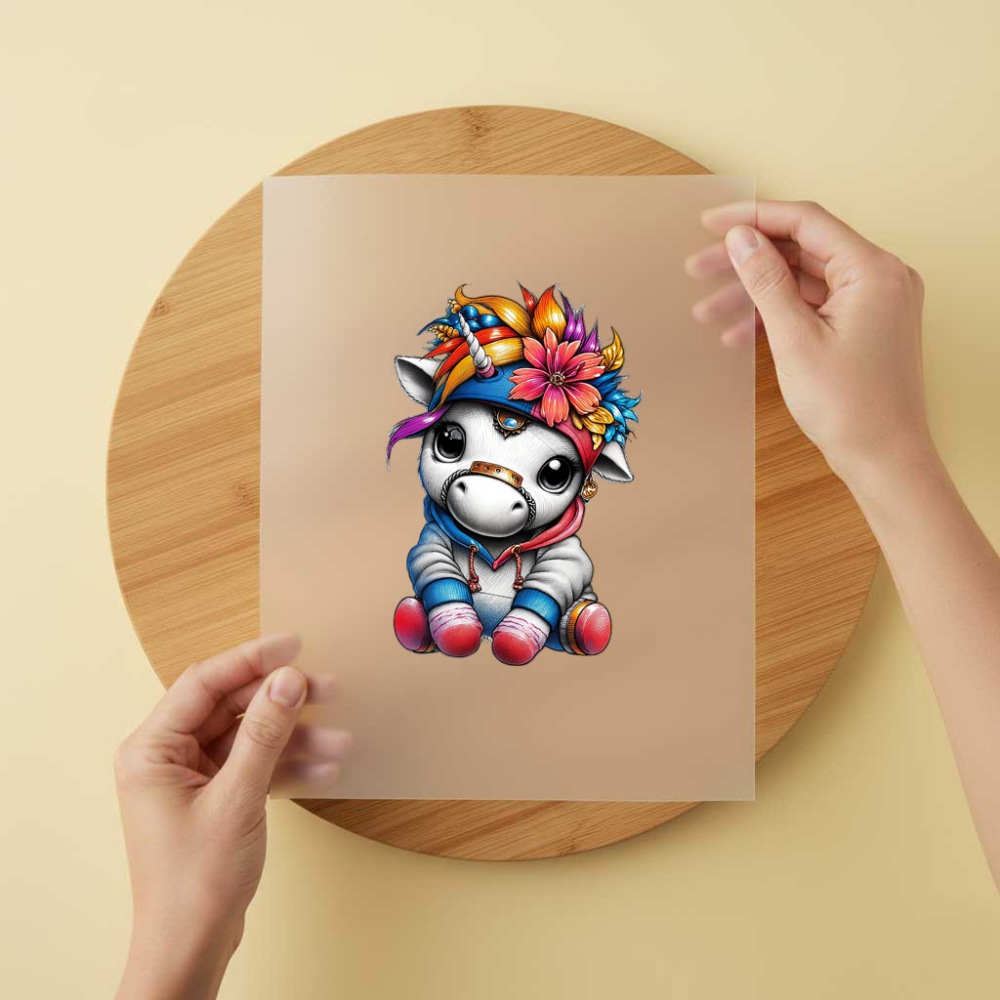 Bügelbild/Sticker Cooles Einhorn Bunt