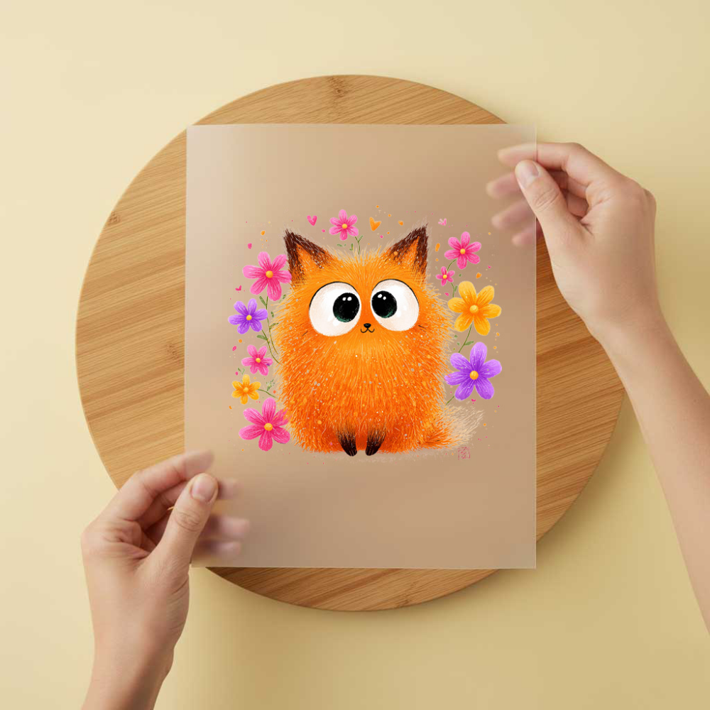 Bügelbild/Sticker Cute Cat Flower