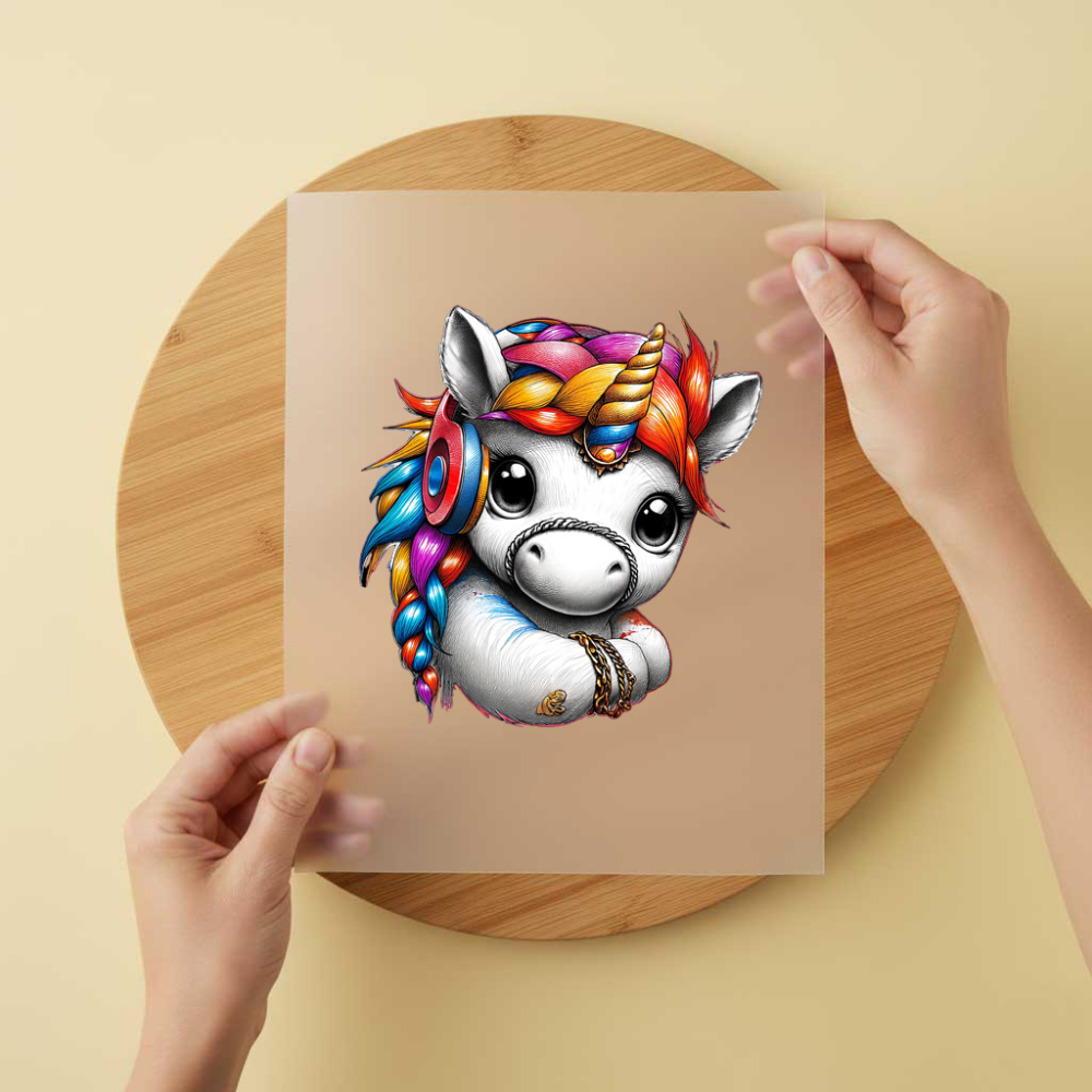 Bügelbild/Sticker Einhorn Kopfhörer