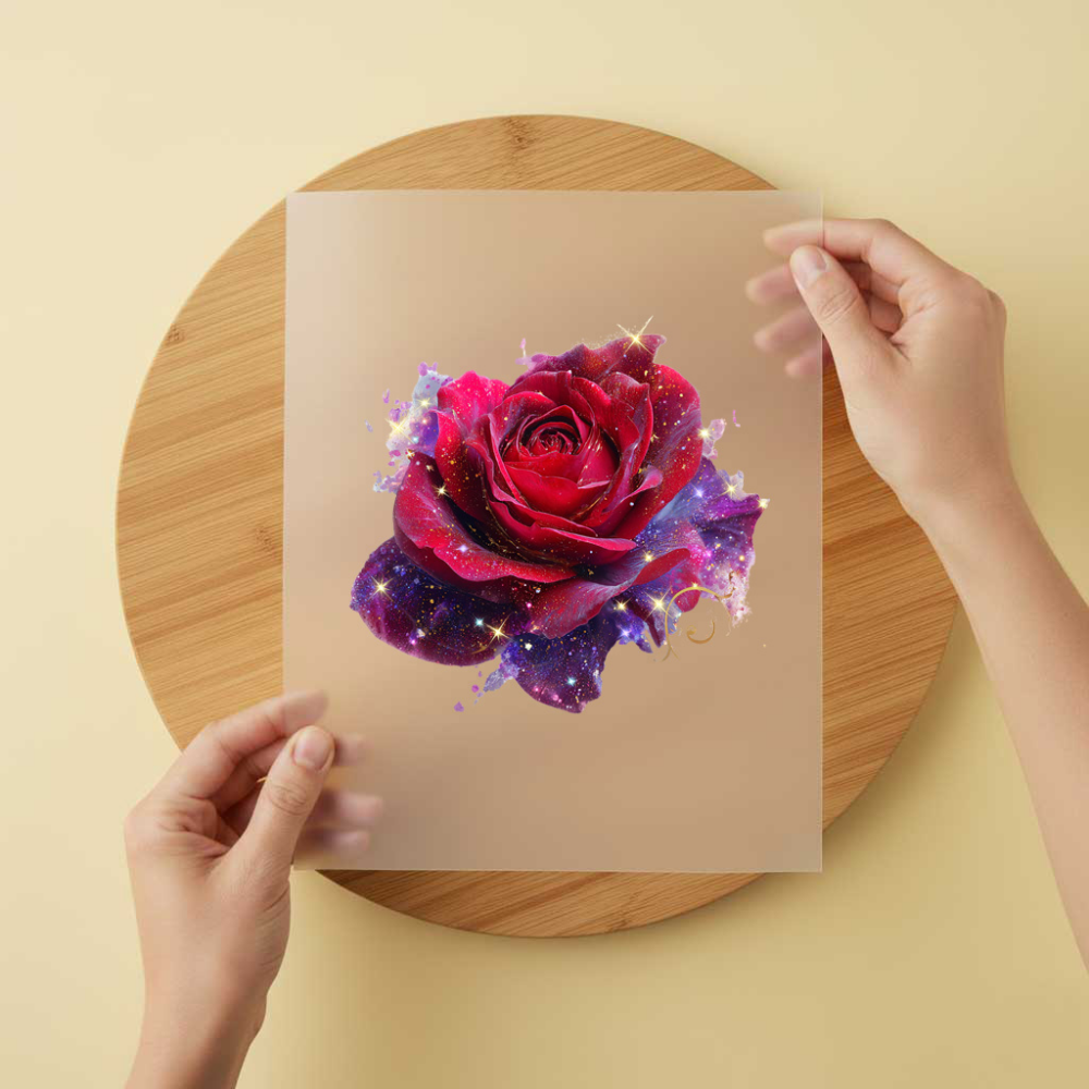 Bügelbild/Sticker funkelnde Rose