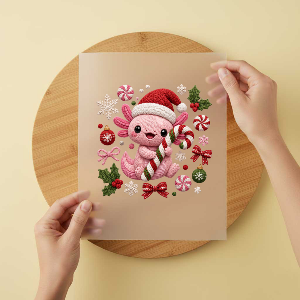 Bügelbild/Sticker Christmas Axolotl Gestrickt