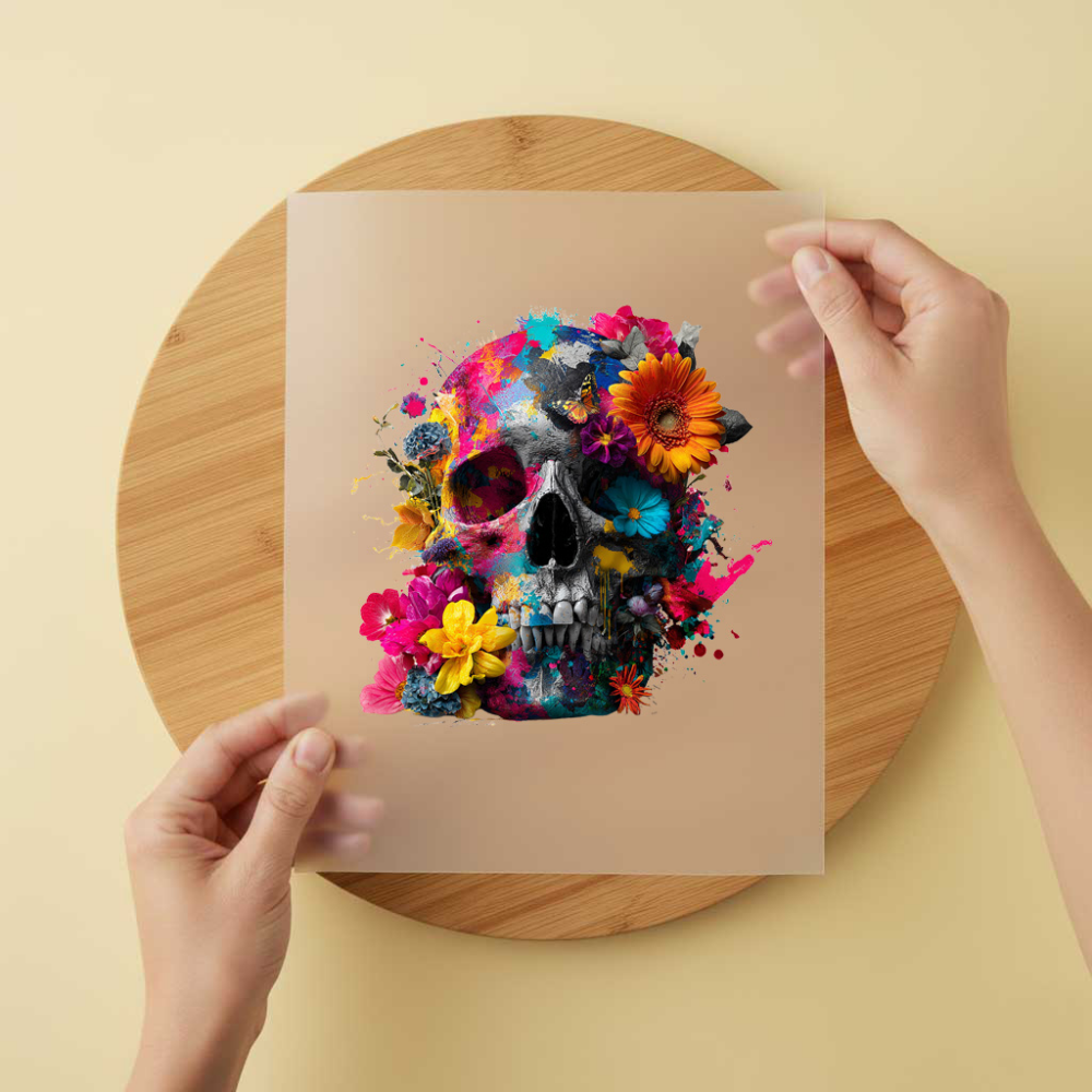 Bügelbild/Sticker Skull Bunt Flower